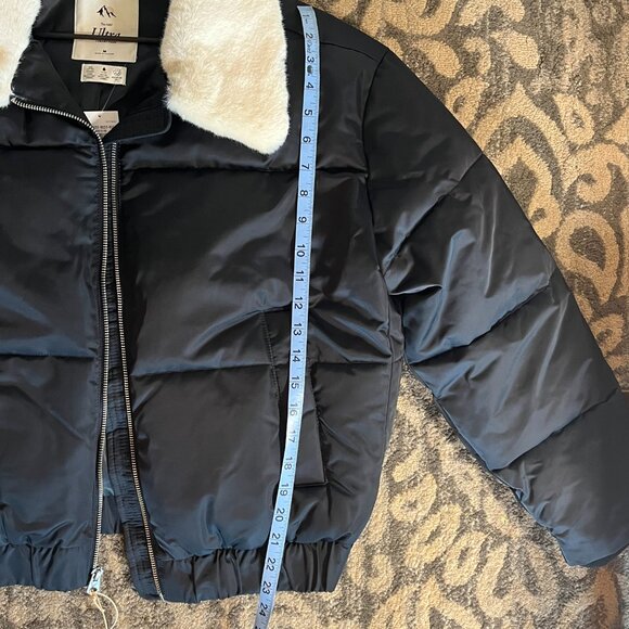 Abercrombie & Fitch Faux Fur Collar Mini Ultra Puffer Black Women's Medium - Picture 15 of 16